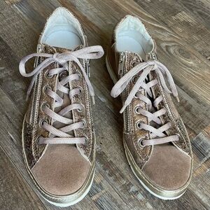 Boho Chic Earth Tone Neutral Italian Luxury KHRIO Vera Pelle Sneakers, Sz 8/39